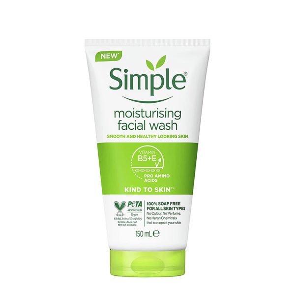 شوینده آبرسان پوست خشک سیمپل مدل Moisturising facial wash حجم 150ml