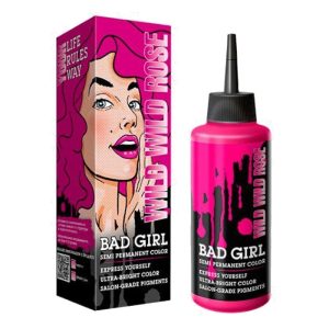 شامپو رنگ مو فانتزی بد گرل BAD GIRL مدل WILD WILD ROSE صورتی حجم 150 میلی‌لیتر