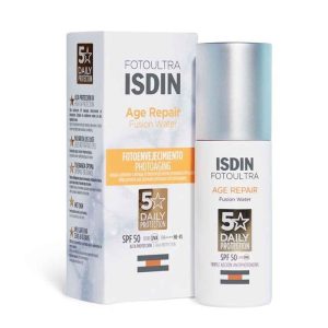 ضد آفتاب بی رنگ SPF50 فیوژن واتر Age repair ایزدین حجم 50ml