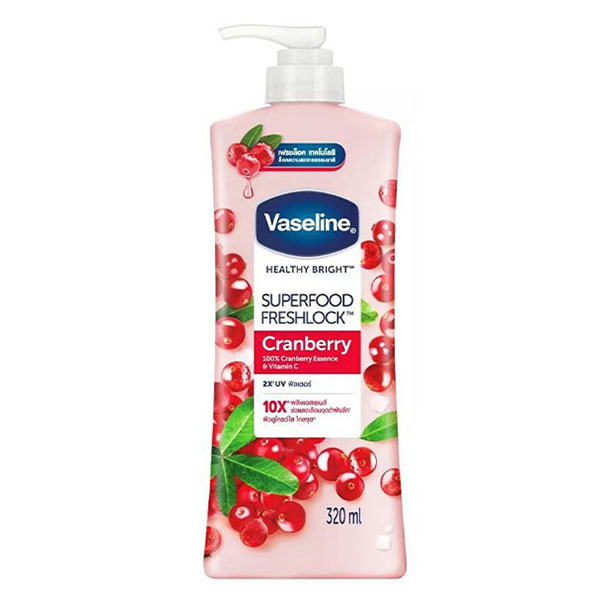 لوسیون بدن زغال اخته وازلین Vaseline Superfood Freshlock Carnberry & Vitamin C 320Ml