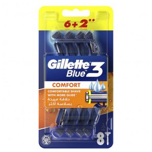 خود تراش 8 عددی بلو تری کامفورت ژیلت Gillette Blue 3 Comfort Self Shaver 8 Pcs