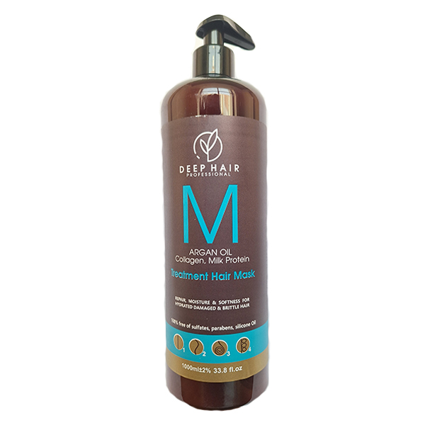 ماسک مو بدون سولفات کلاژن دیپ هیر Deep Hair Hair Mask Argan Oil Collagen Milk Protein 1000Ml