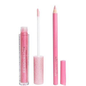 کیت رژمایع و مداد لب شیمر پینک رولوشن Revolution Shimmer Lip Kit Pink Lights
