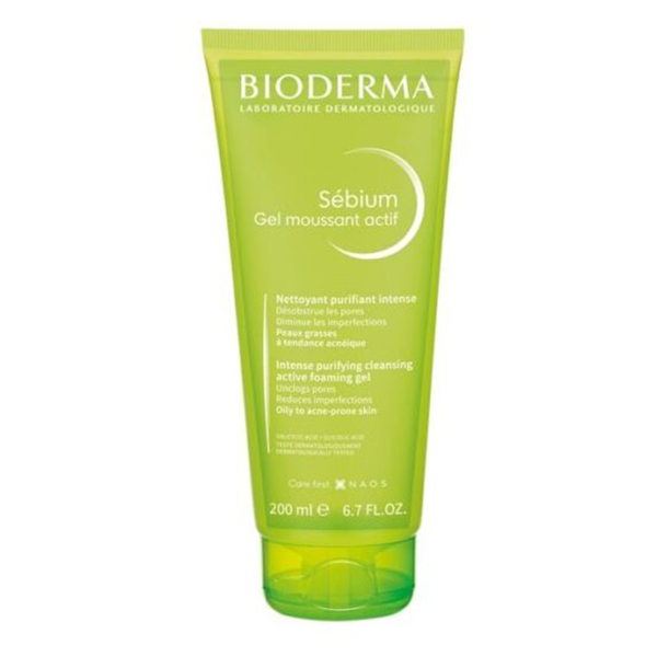 ژل شوینده سبیوم اکتیو بایودرما Bioderma Sebium Gel Moussant Actif 200Ml
