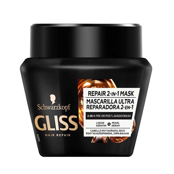 ماسک مو گلیس داخل حمام مشکی موهای آسیب دیده Gliss